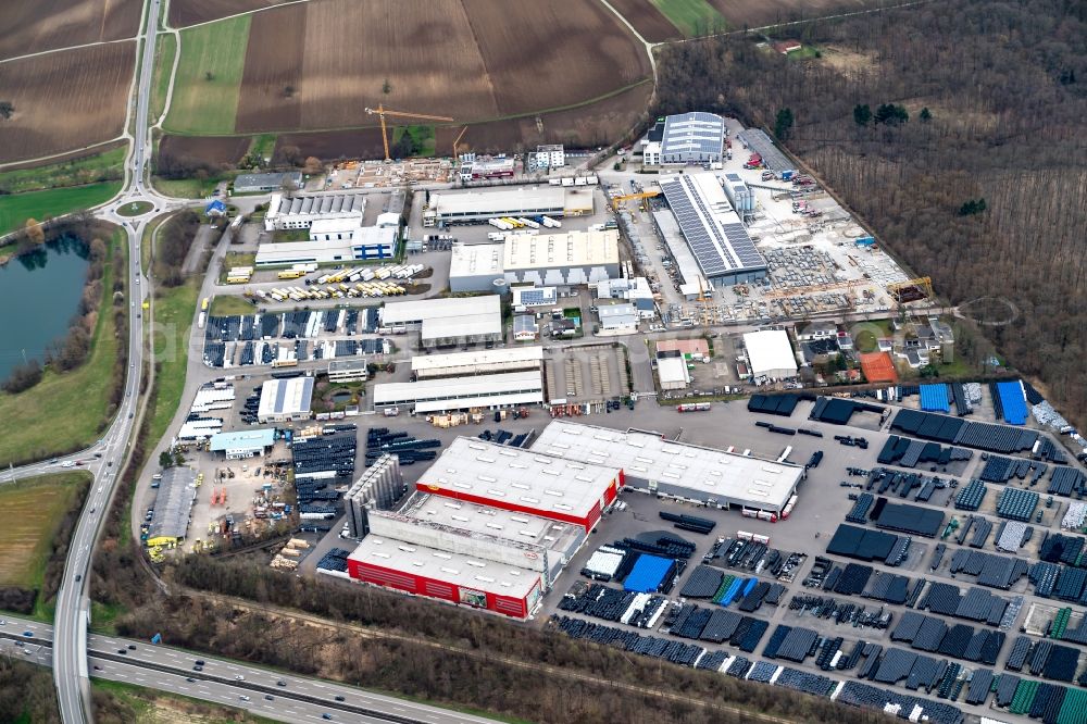 Aerial photograph Teningen - Industrial and commercial area Fa. Graf in Teningen in the state Baden-Wuerttemberg, Germany