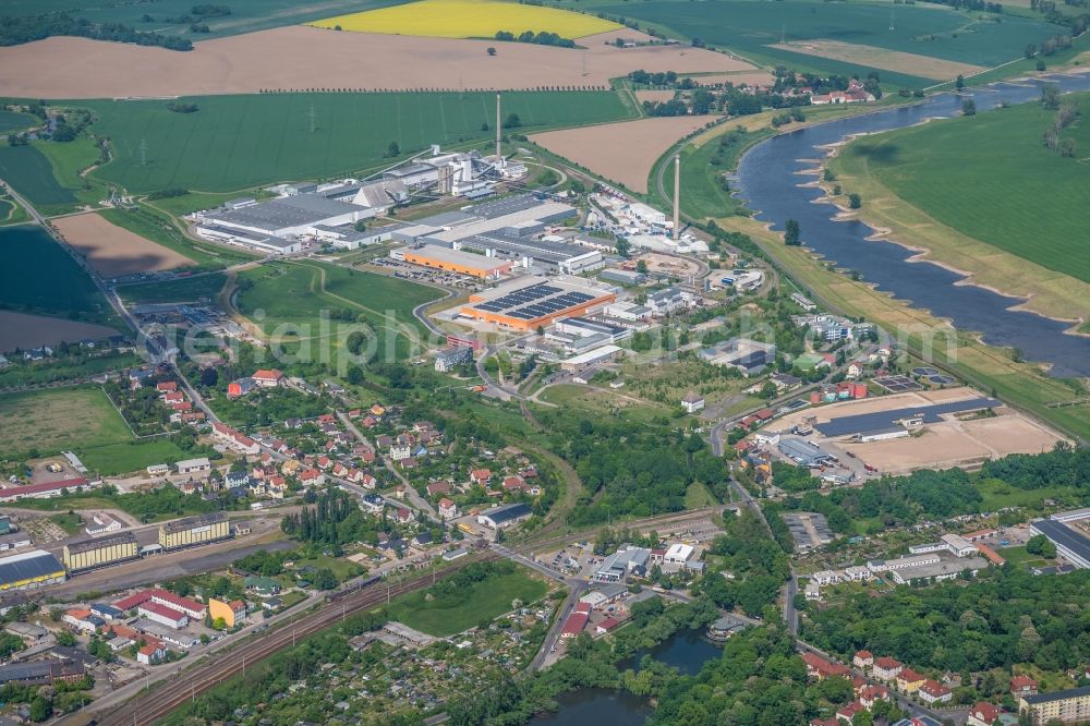 Aerial photograph Torgau - Industrial and commercial area Gewerbepark Am Glaswerk Torgau in Torgau in the state Saxony, Germany