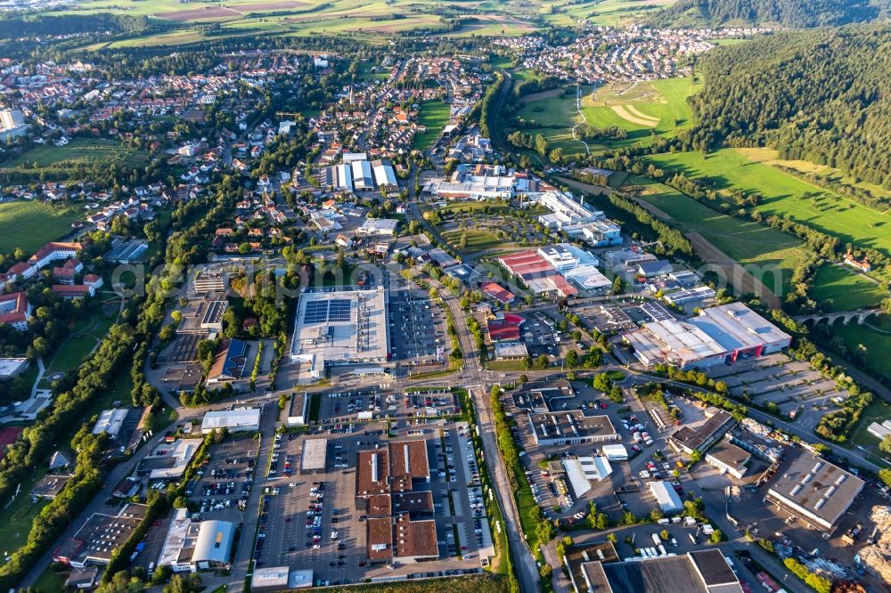 Rottweil from above - Industrial and commercial area Tuttlinger Strasse in Rottweil in the state Baden-Wuerttemberg, Germany