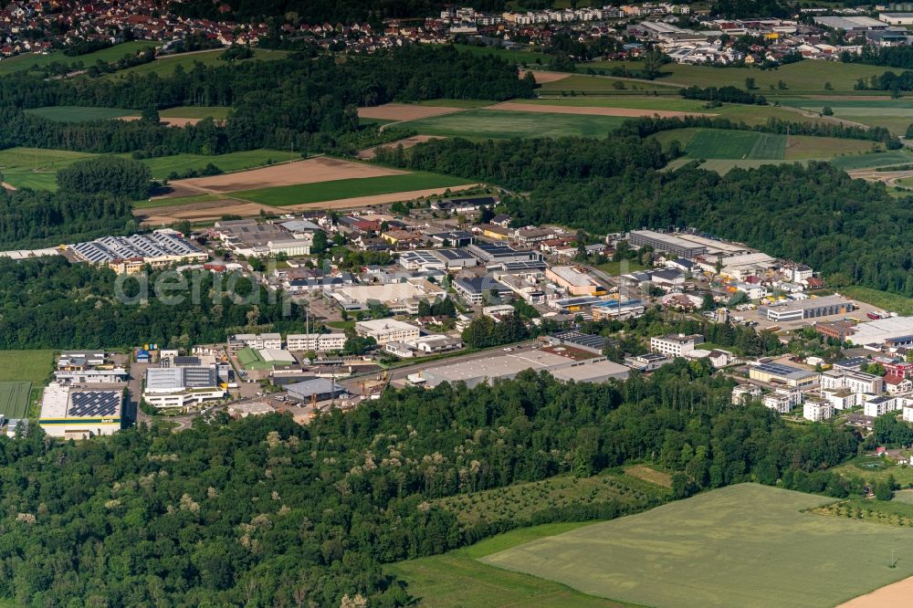 Umkirch from above - Industrial and commercial area in Umkirch in the state Baden-Wurttemberg, Germany