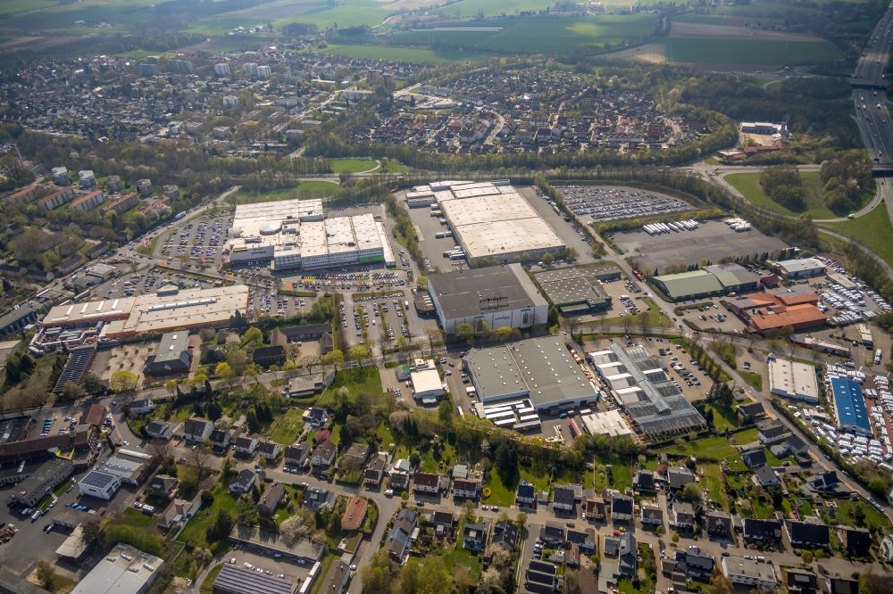 Unna from above - Industrial and commercial area along the Hans-Boeckler-Strasse in Unna in the state North Rhine-Westphalia, Germany