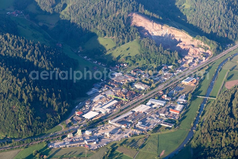 Hausach from the bird's eye view: Industrial and commercial area Vorlandstrasse and Ferdinand-Reiss-Strasse in Hausach in the state Baden-Wurttemberg, Germany