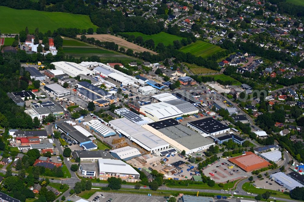 Ellerbek from above - Industrial and commercial area Waldhofstrasse - Pinneberger Strasse in the district Eimsbuettel in Ellerbek in the state Schleswig-Holstein, Germany