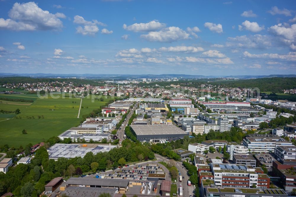 Stuttgart from above - Industrial and commercial area Weilimdorf in Stuttgart in the state Baden-Wurttemberg, Germany