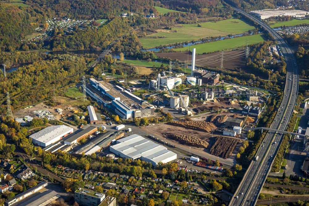 Hagen from above - Industrial and commercial area between Dortmanof Strasse and Hohensyburgstrasse along the motorway section of the BAB A1 in the district Hoerde in Hagen at Ruhrgebiet in the state North Rhine-Westphalia, Germany