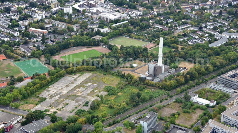 Bonn from above - Industrial wasteland in Bonn Dottendorf in the state North Rhine-Westphalia, Germany. Residential and commercial buildings are to be built on the so-called Miesen site. The development of the site is currently being managed by the city of Bonn.So-called Miesen site