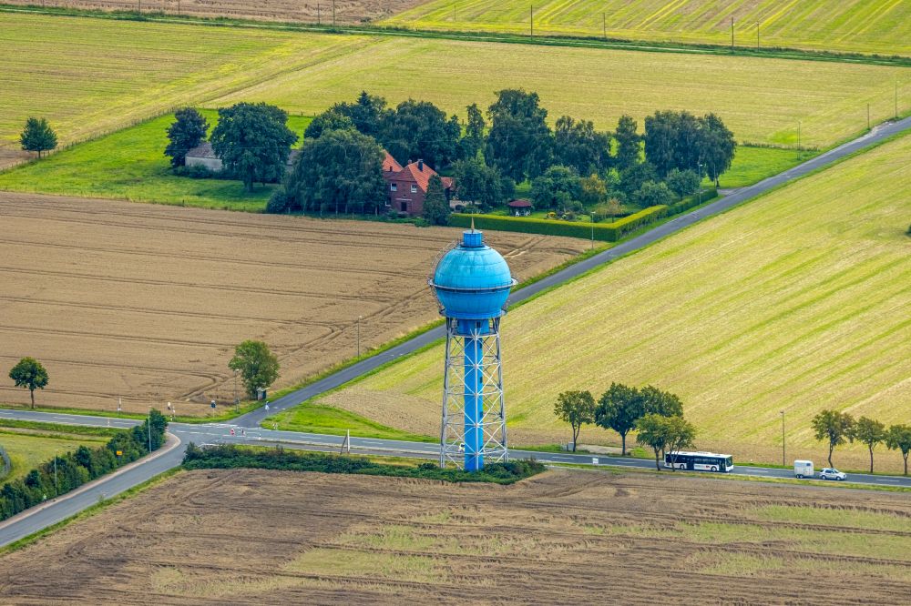 Ahlen from above - Building of industrial monument water tower in Ahlen in the state North Rhine-Westphalia