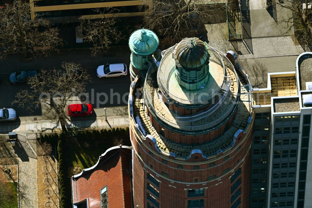 Berlin from the bird's eye view: Building of industrial monument water tower on street Akazienallee in the district Westend in Berlin, Germany
