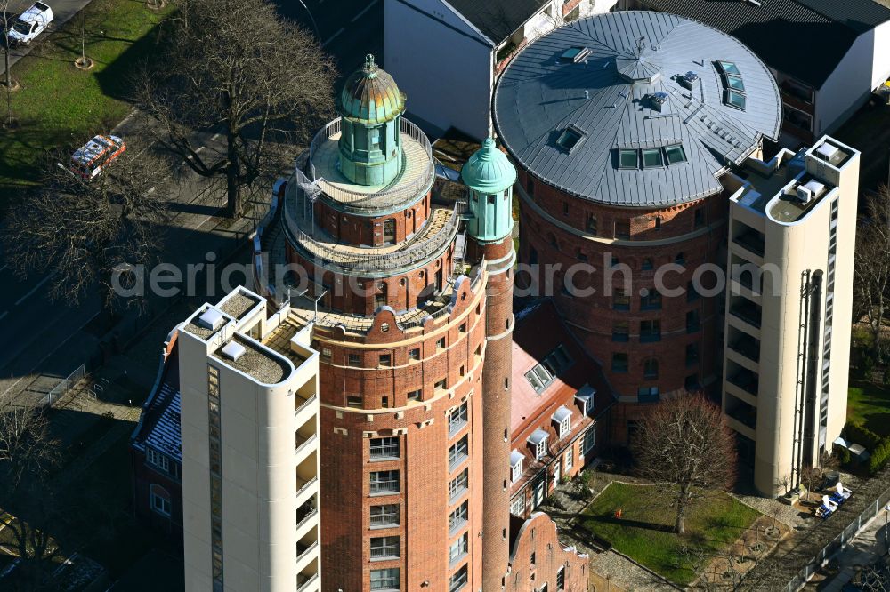 Aerial image Berlin - Building of industrial monument water tower on street Akazienallee in the district Westend in Berlin, Germany