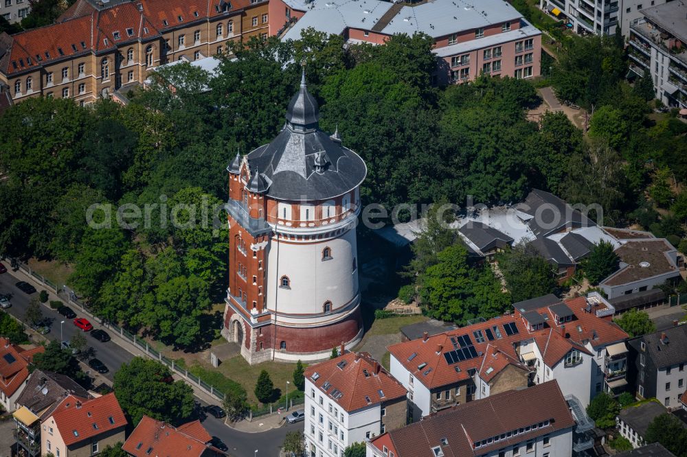 Aerial image Braunschweig - Building of industrial monument water tower BS|ENERGY in Brunswick in the state Lower Saxony, Germany