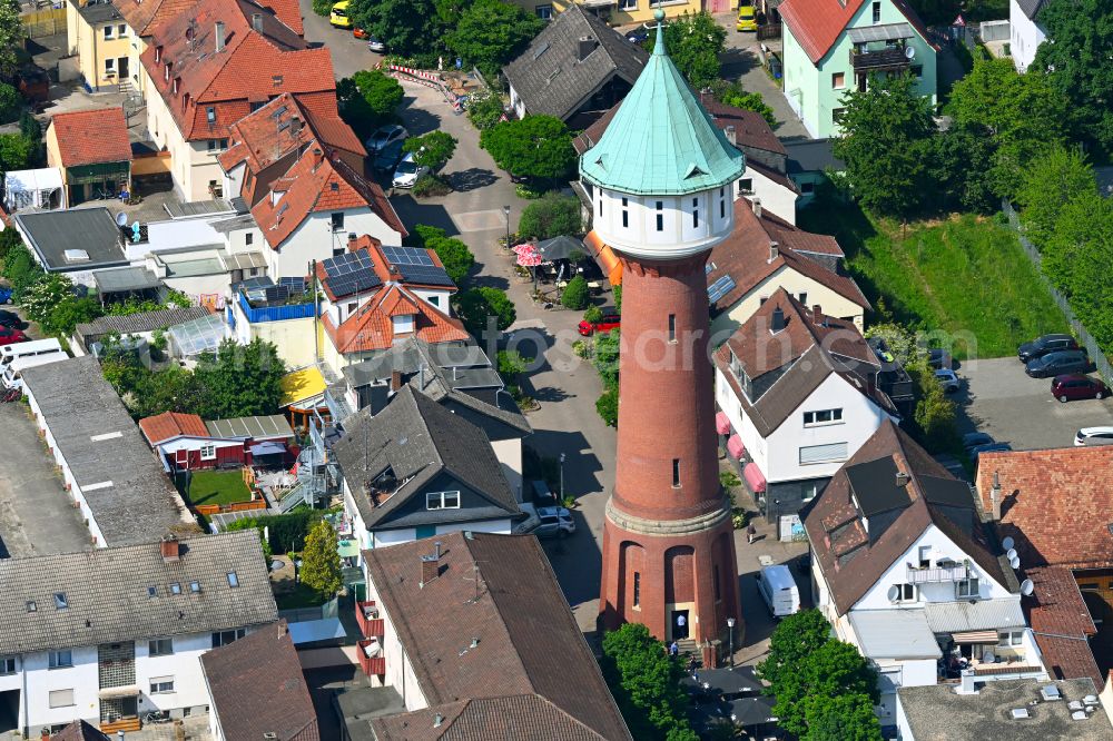 Eppelheim from the bird's eye view: Building of industrial monument water tower on street Wasserturmstrasse in Eppelheim in the state Baden-Wuerttemberg, Germany