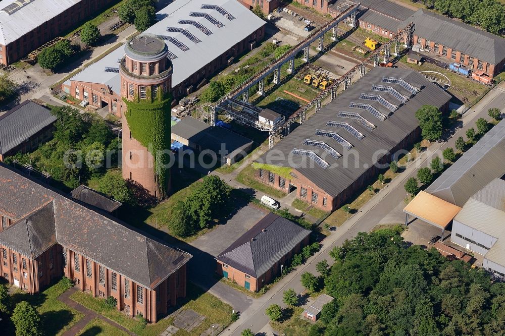 Aerial image Kirchmöser - Building of industrial monument water tower in Kirchmoeser in the state Brandenburg, Germany