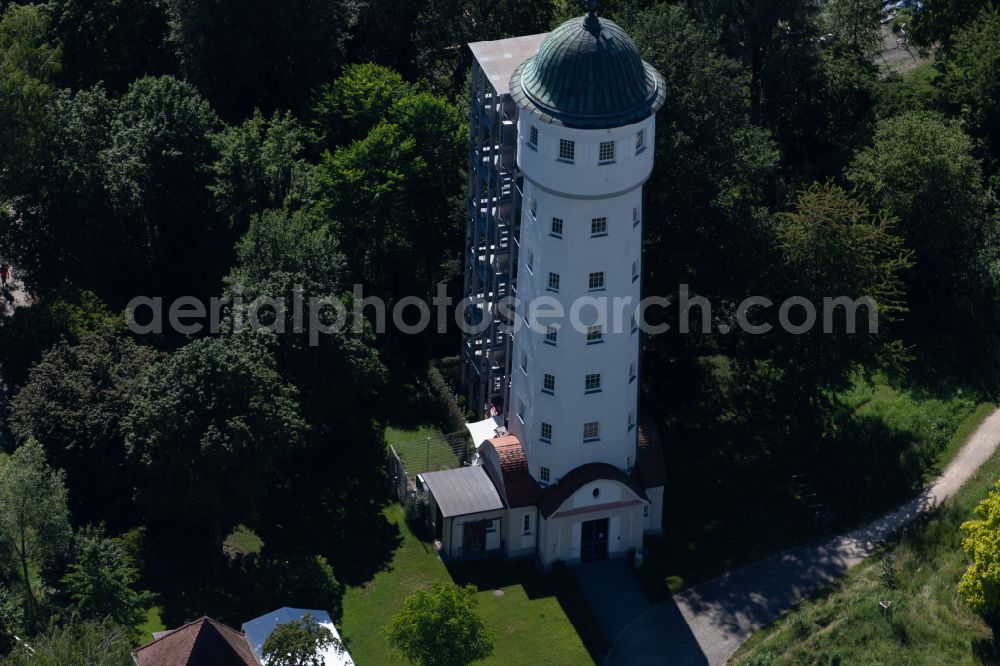 Aerial photograph Konstanz - Building of industrial monument water tower Strohmeyersdorf in Konstanz in the state Baden-Wuerttemberg, Germany
