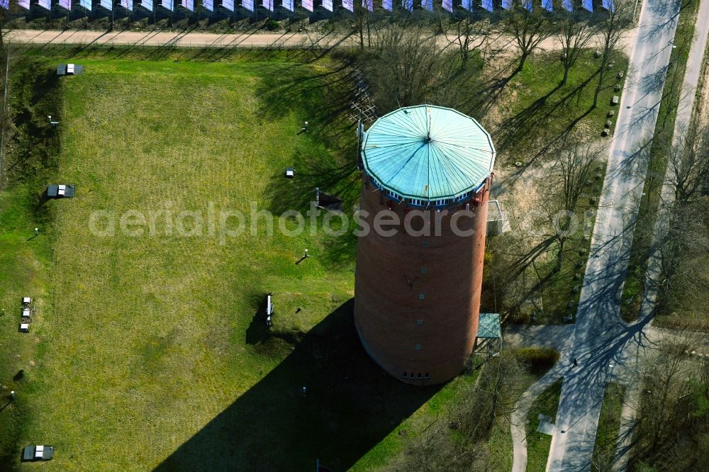 Ludwigsburg from above - Building of industrial monument water tower on Roemerhuegelweg in Ludwigsburg in the state Baden-Wurttemberg, Germany