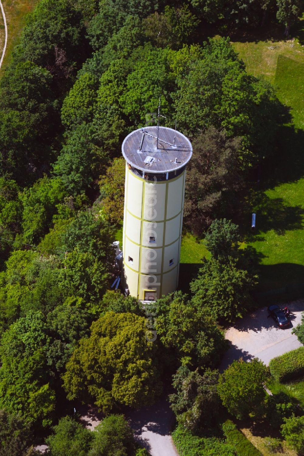 Wiesbaden from above - Building of industrial monument water tower in the district Sonnenberg in Wiesbaden in the state Hesse, Germany