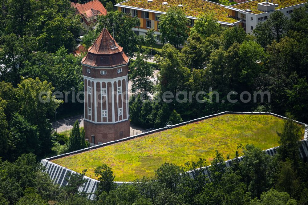 Stuttgart from above - Building of industrial monument water tower in the district Bopser in Stuttgart in the state Baden-Wuerttemberg, Germany