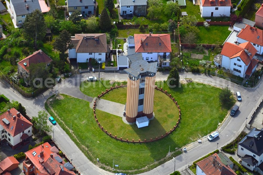 Aerial photograph Zgorzelec - Gerltsch - Building of industrial monument water tower on Gorna Strasse in Zgorzelec - Gerltsch in Dolnoslaskie - Niederschlesien, Poland