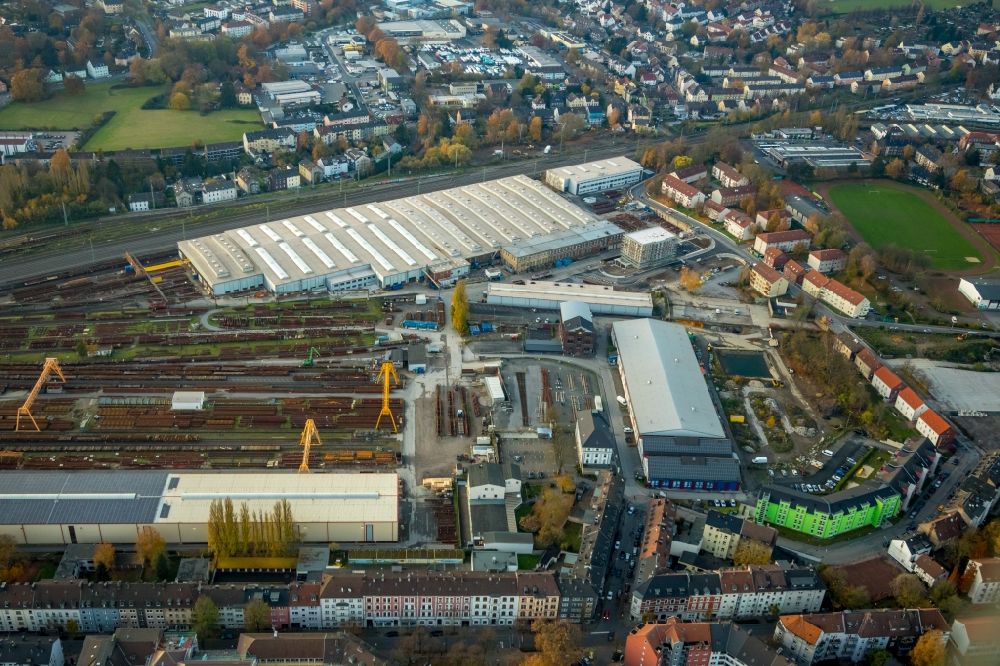 Aerial photograph Witten - Marshalling yard and freight station in the district Bommern of the city center of Witten in the state of North Rhine-Westphalia
