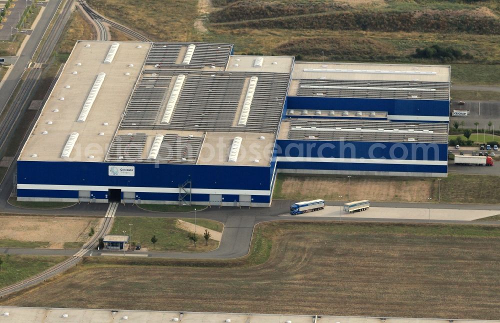 Aerial image Ichtershausen - Industrial area Thoereyer Strasse withe the building of the company Gonvauto Thüringen GmbH in Ichtershausen in Thuringia