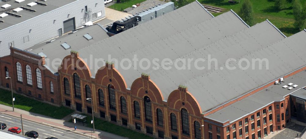 Chemnitz from the bird's eye view: The Industrial Museum of Chemnitz is an extensive collection of industrial history in Chemnitz in Saxony and a member of the Saxon Museum of Industry. The exhibition is housed in a former factory building in mechanical engineering