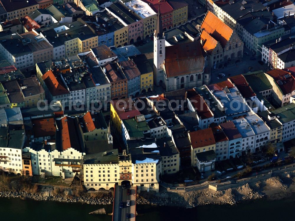 Aerial photograph Wasserburg am Inn - Downtown and old town - center of Wasserburg am Inn in Bavaria