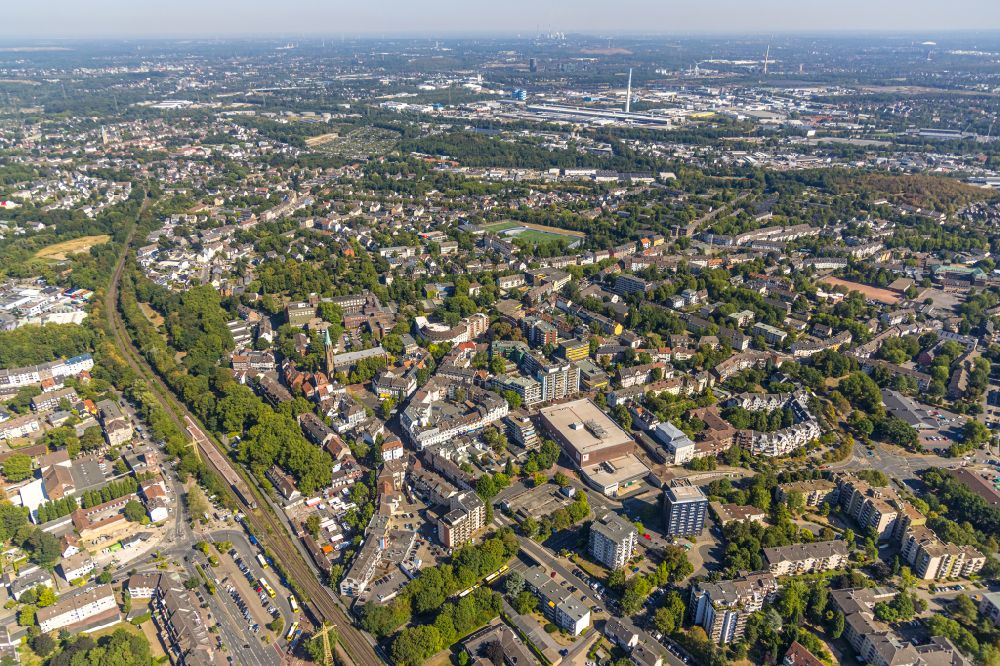 Aerial image Essen - Cityscape of the district on street Borbecker Strasse in the district Borbeck - Mitte in Essen at Ruhrgebiet in the state North Rhine-Westphalia, Germany