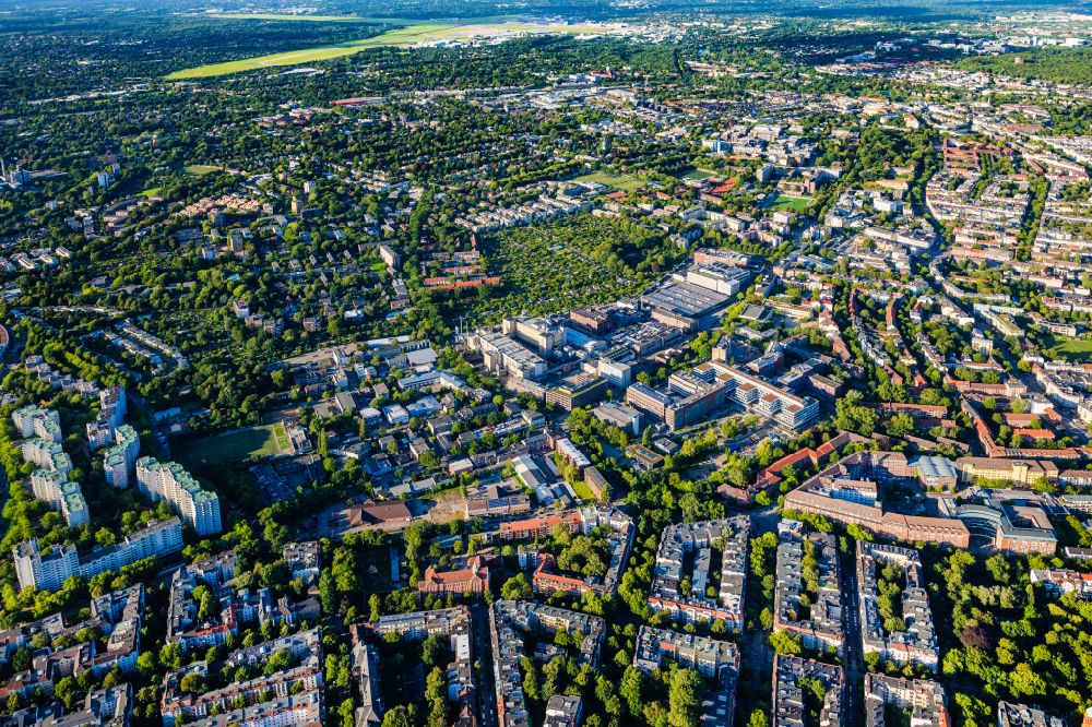 Hamburg from the bird's eye view: Cityscape of the district in the district Lokstedt in Hamburg, Germany