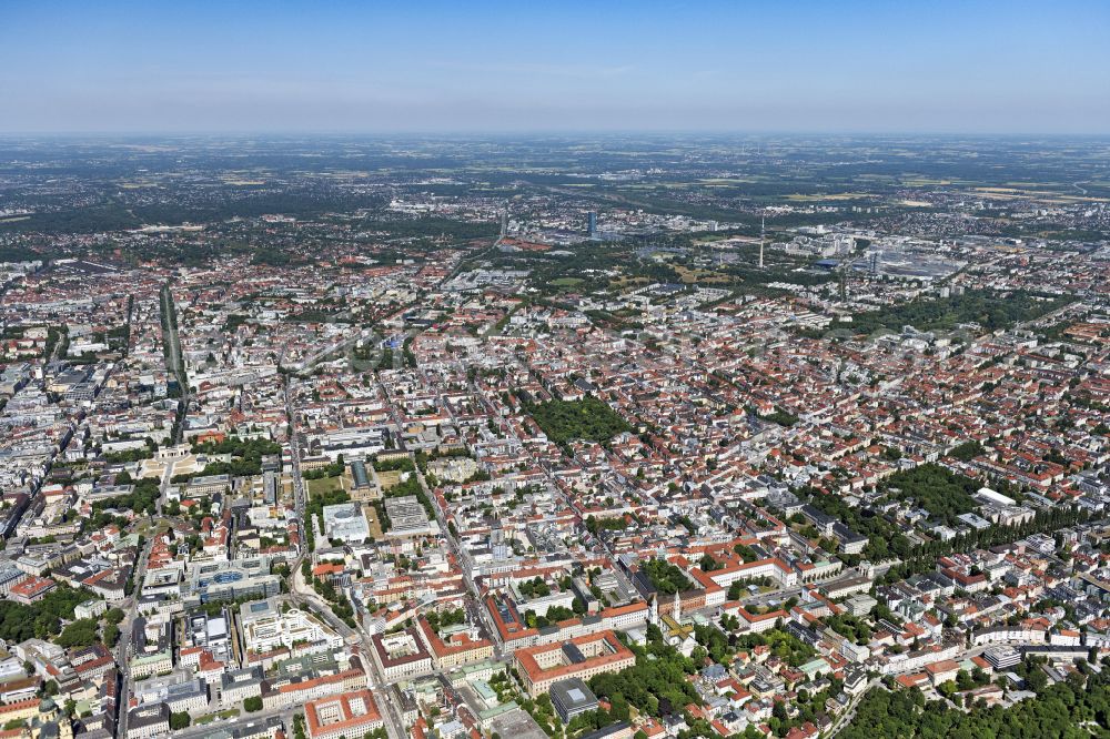 Aerial photograph München - Cityscape of the district Maxvorstadt in Munich in the state Bavaria, Germany