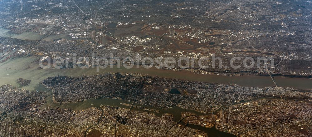 New York from the bird's eye view: Cityscape of the district Manhattan in New York in United States of America