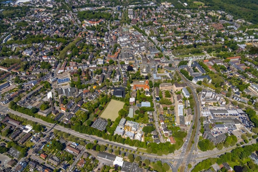 Gelsenkirchen from the bird's eye view: Cityscape of the district in the district Buer in Gelsenkirchen at Ruhrgebiet in the state North Rhine-Westphalia, Germany