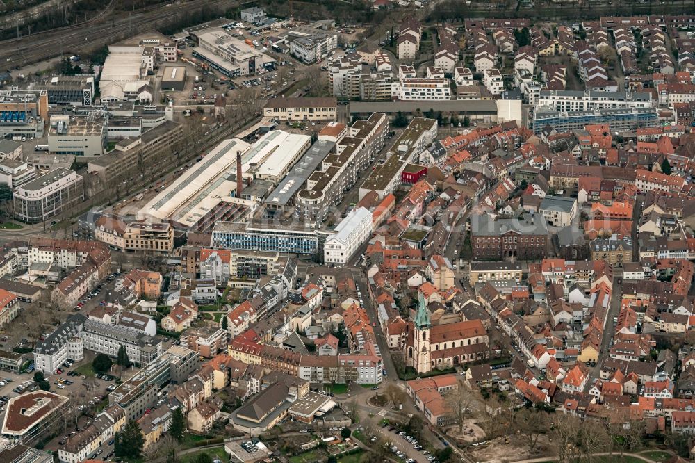 Karlsruhe from the bird's eye view: Cityscape of the district in the district Durlach in Karlsruhe in the state Baden-Wuerttemberg, Germany