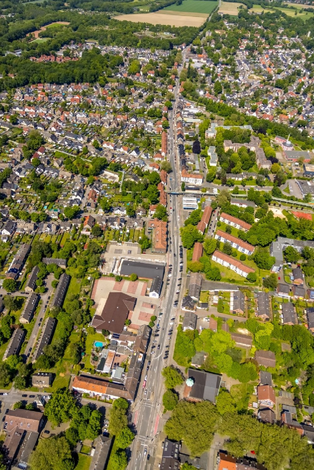 Gelsenkirchen from above - Cityscape of the district in the district Hassel in Gelsenkirchen at Ruhrgebiet in the state North Rhine-Westphalia, Germany