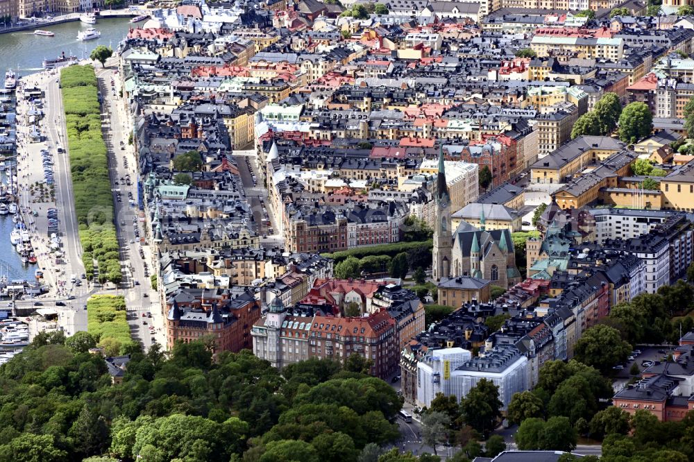Stockholm from the bird's eye view: Cityscape of the district Oestermalm in Stockholm in Stockholms laen, Sweden