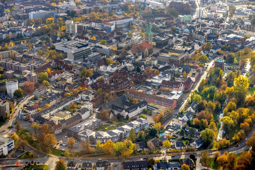 Aerial image Hamm - View of the inner city and the church building Pauluskirche on Marktplatz in Hamm at Ruhrgebiet in the state North Rhine-Westphalia, Germany