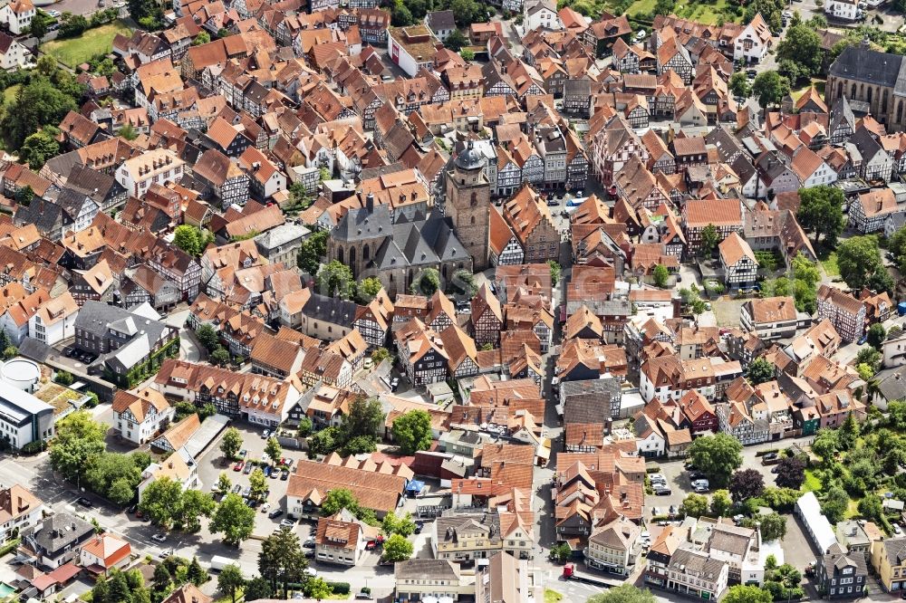 Aerial image Alsfeld - Down town area in Alsfeld in the state Hesse, Germany