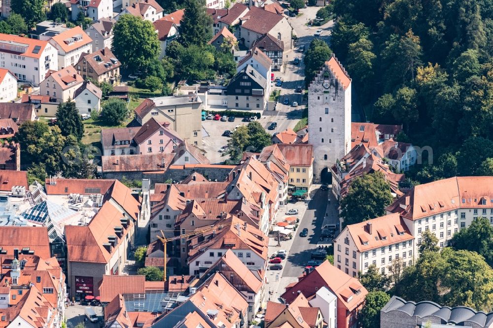 Aerial image Ravensburg - Down town area with Blick auf das Obertor in Ravensburg in the state Baden-Wurttemberg, Germany