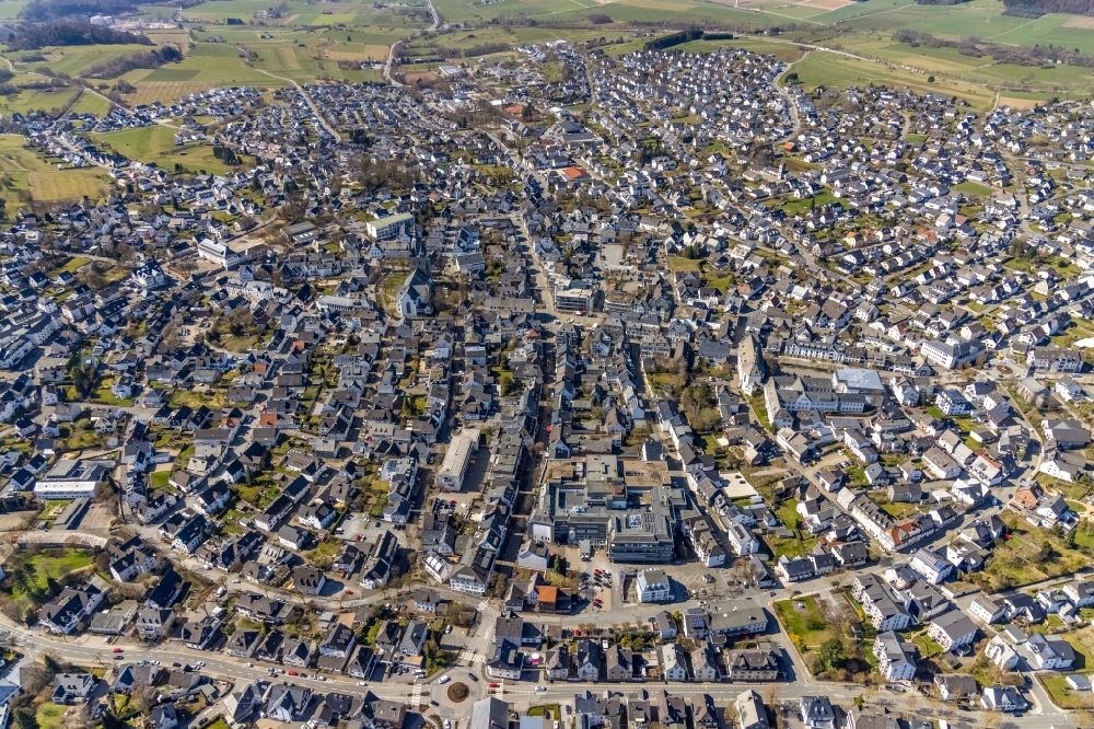 Aerial photograph Brilon - Down town area in Brilon at Sauerland in the state North Rhine-Westphalia, Germany