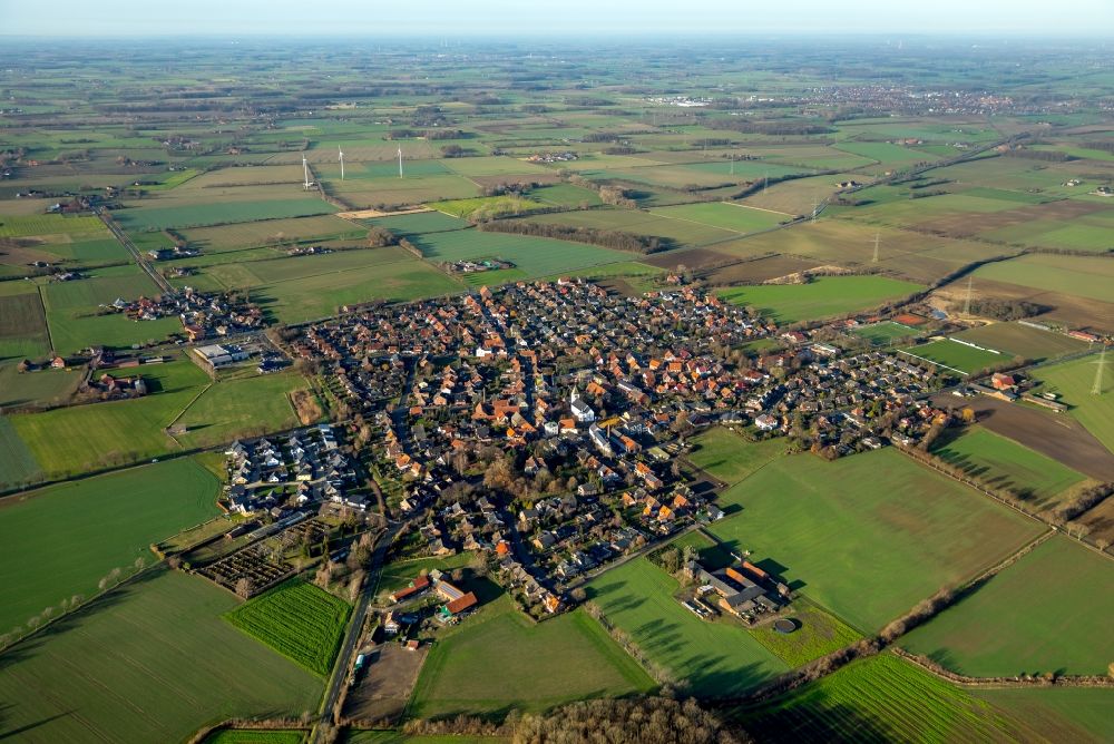 Drensteinfurt from above - City view from the downtown area with the outskirts with adjacent agricultural fields in Drensteinfurt in the state North Rhine-Westphalia, Germany