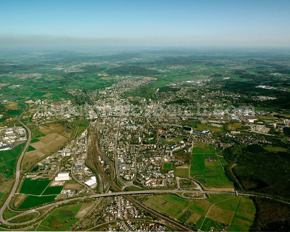 Aerial photograph Gießen - City view from the downtown area with the outskirts with adjacent agricultural fields in Gießen in the state Hesse, Germany