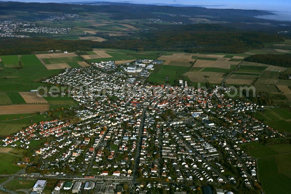 Aerial photograph Wehrheim - City view from the downtown area with the outskirts with adjacent agricultural fields in Wehrheim in the state Hesse, Germany