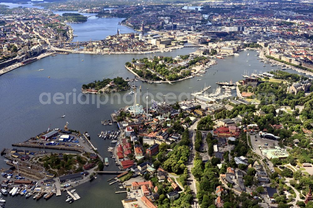Aerial image Stockholm - City view of the downtown area on the shore areas of Maelaren in Stockholm in Stockholms laen, Sweden