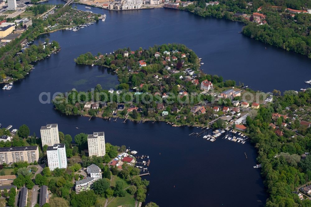 Potsdam from above - City view of the downtown area on the shore areas Neustaedter Havelbucht in Potsdam in the state Brandenburg, Germany