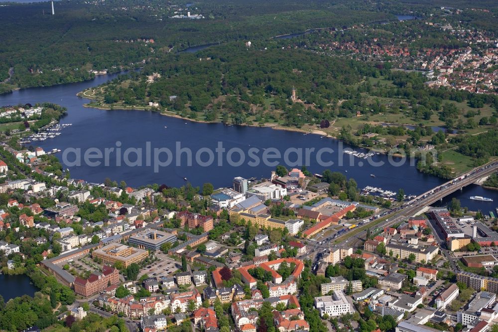 Potsdam from above - City view of the downtown area on the shore areas Tiefer See in Potsdam in the state Brandenburg, Germany