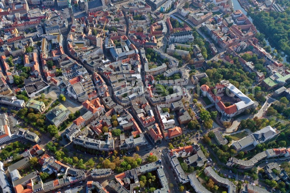 Halle (Saale) from above - City view on down town Universitaetsring Kleine Ulrichstrasse - Kaulenberg in Halle (Saale) in the state Saxony-Anhalt, Germany