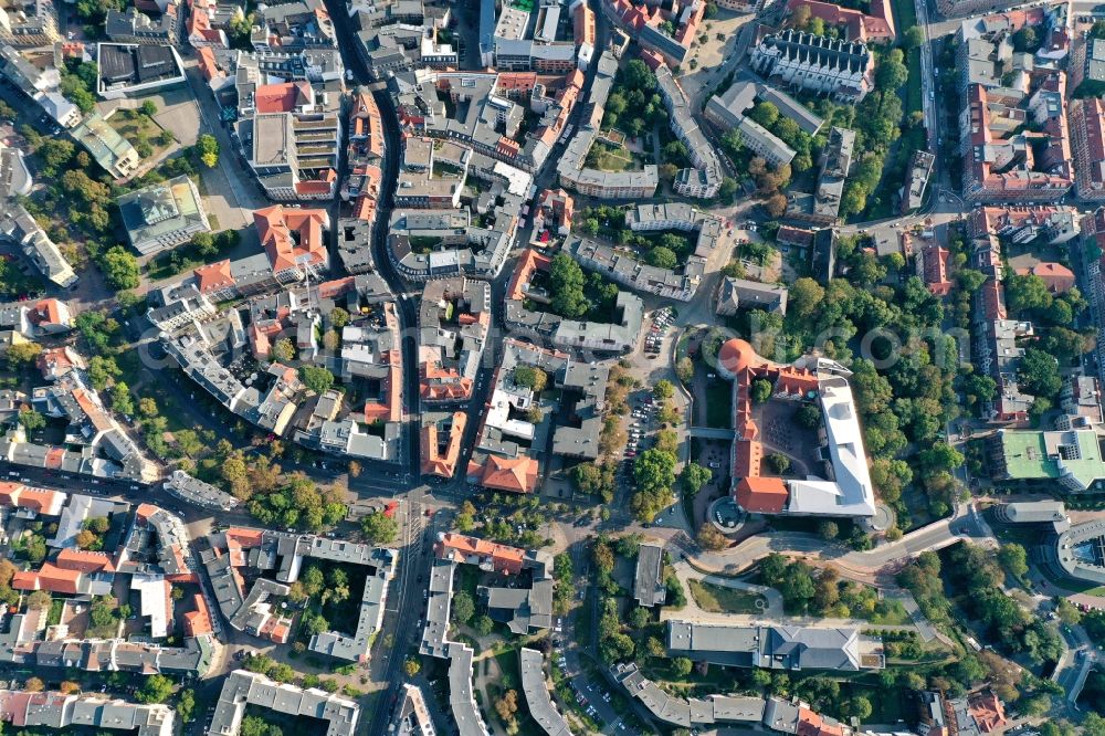 Aerial image Halle (Saale) - City view on down town Universitaetsring Kleine Ulrichstrasse - Kaulenberg in Halle (Saale) in the state Saxony-Anhalt, Germany