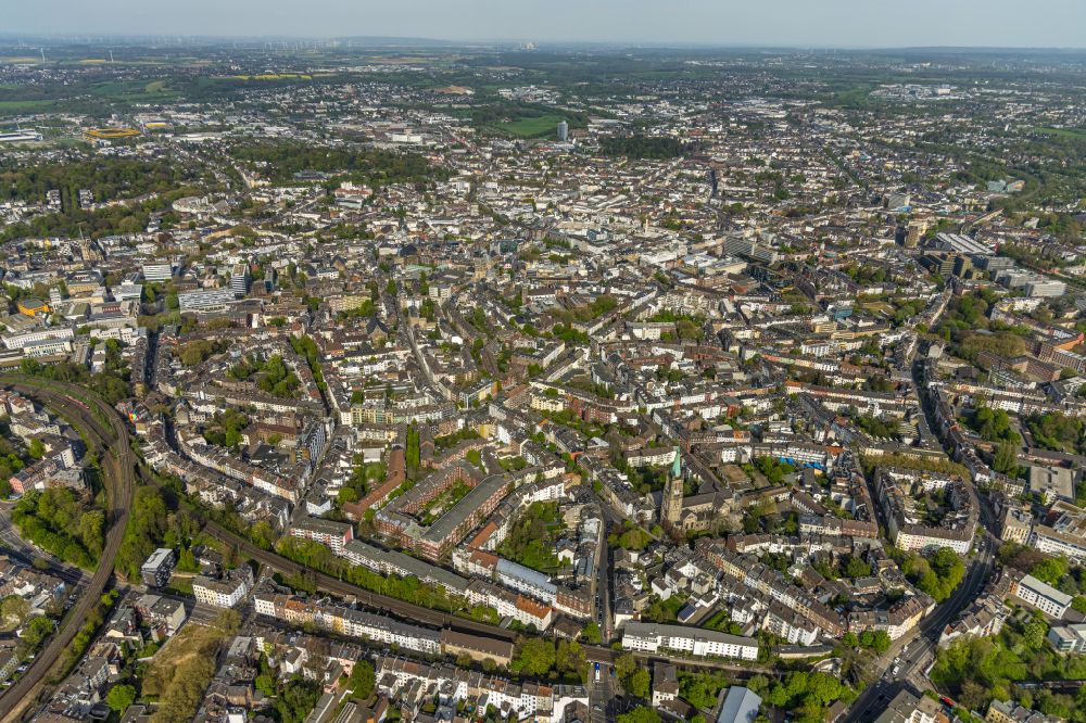 Aerial image Aachen - Old Town area and city center in Aachen in the state North Rhine-Westphalia, Germany
