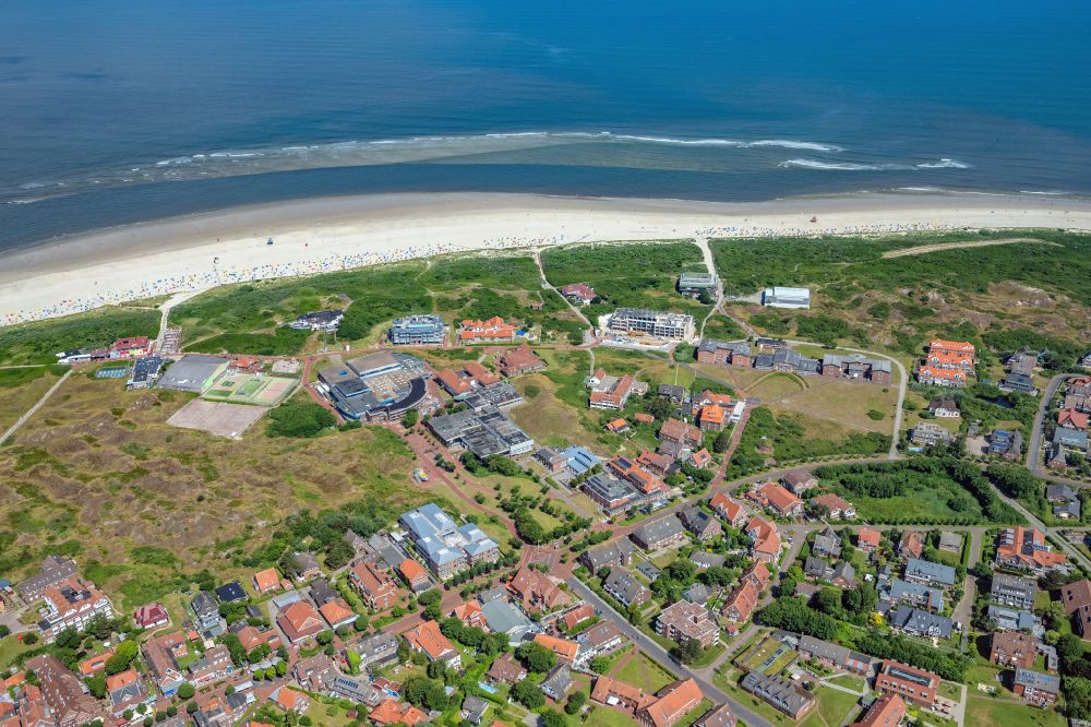 Aerial photograph Langeoog - Island area Langeoog with the village center in Langeoog in the state Lower Saxony, Germany