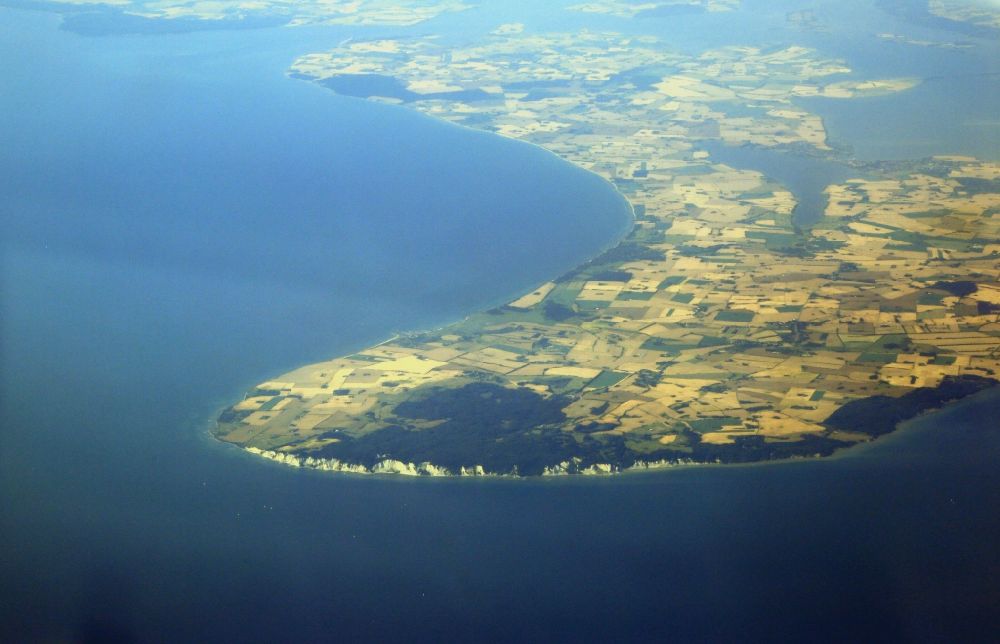 Aerial image Borre - The Danish island Moen in the Baltic Sea with its distinctive chalk cliffs