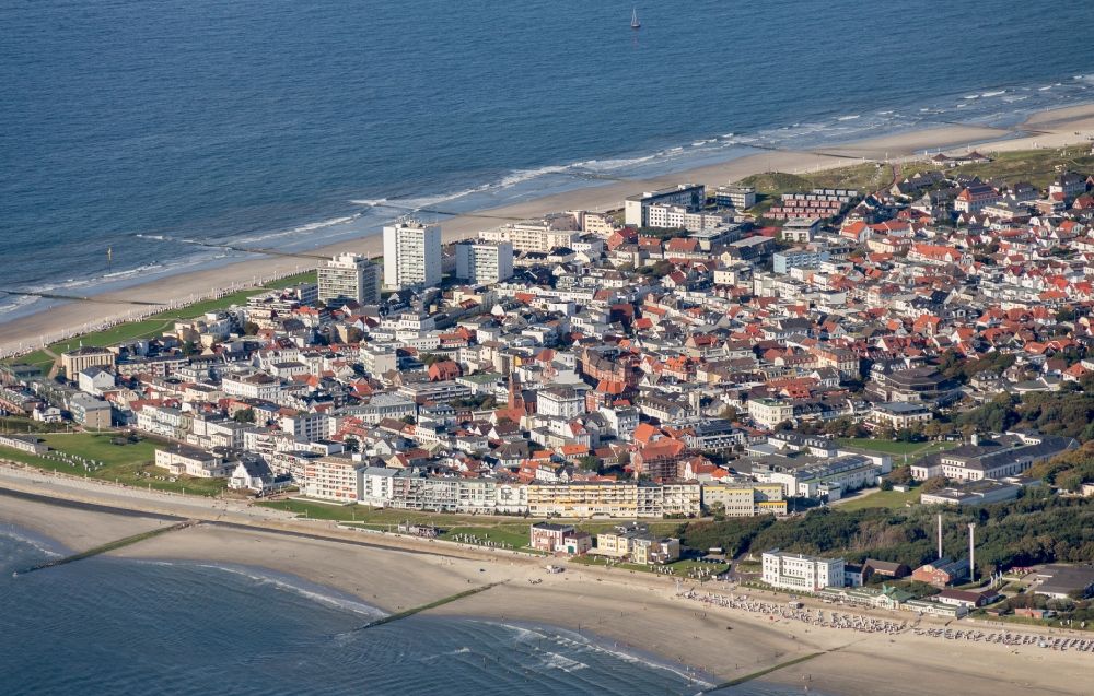 Norderney from above - Island area Norderney with the village center in Norderney in the state Lower Saxony, Germany