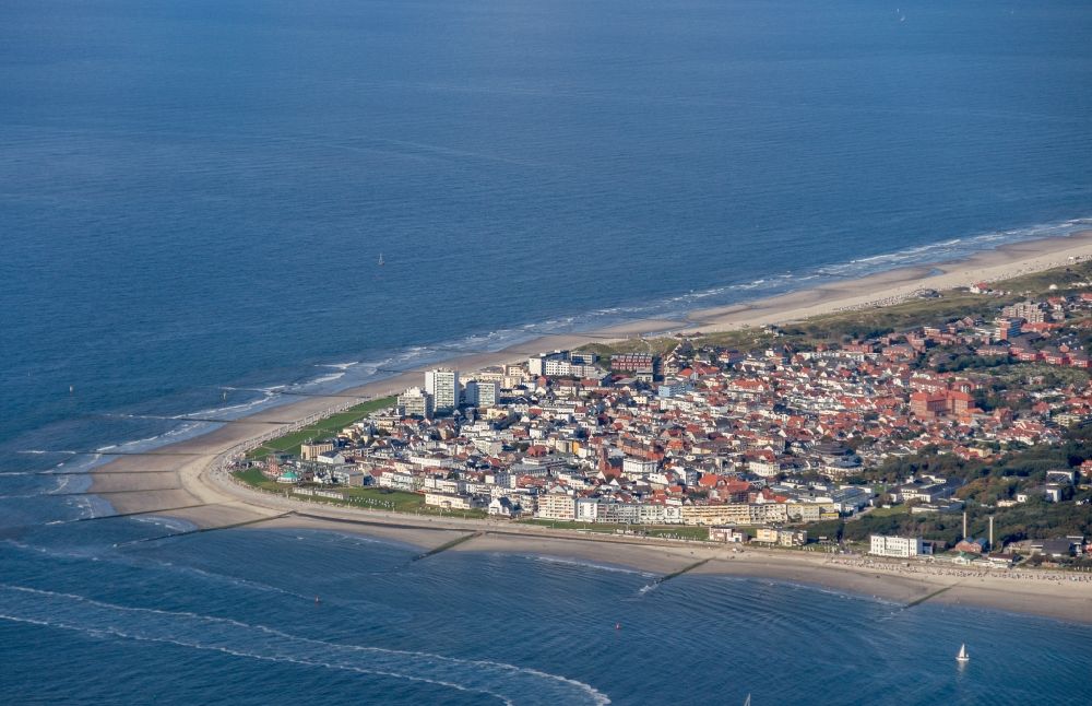 Aerial image Norderney - Island area Norderney with the village center in Norderney in the state Lower Saxony, Germany